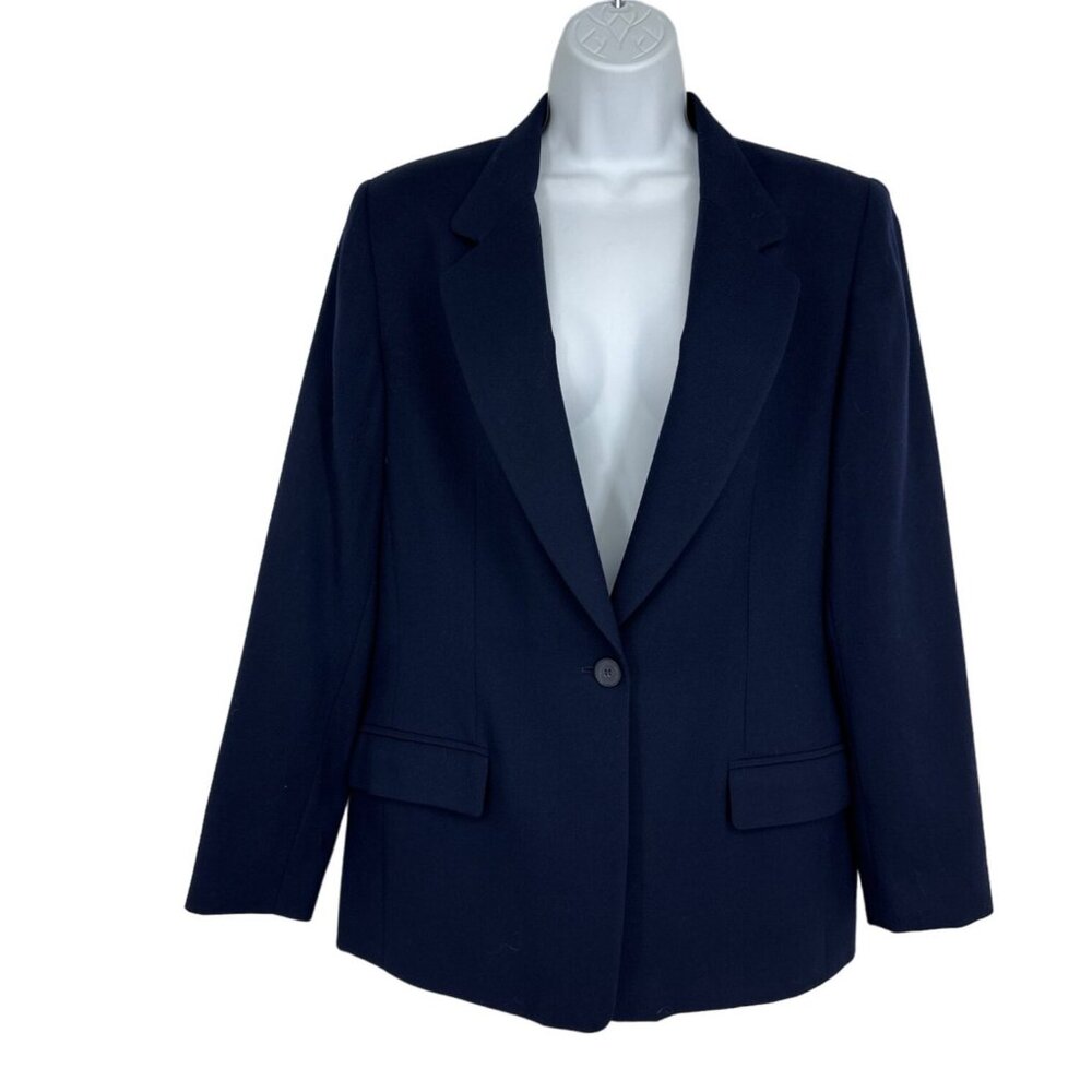Pendleton Single Button Virgin Wool Blue Blazer Size 12ā